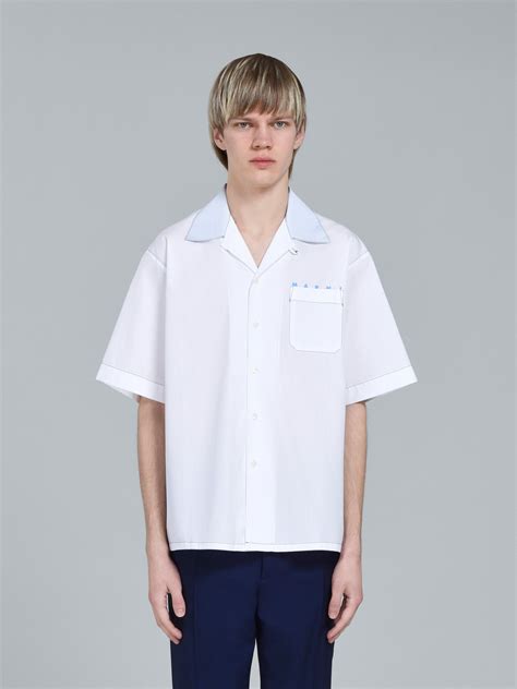 prada white poplin bowling shirt|White Poplin shirt .